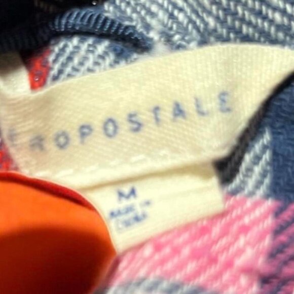 Medium Pink and blue plaid flannel shirt Used Like New Condition Offers #300 - Picture 3 of 3